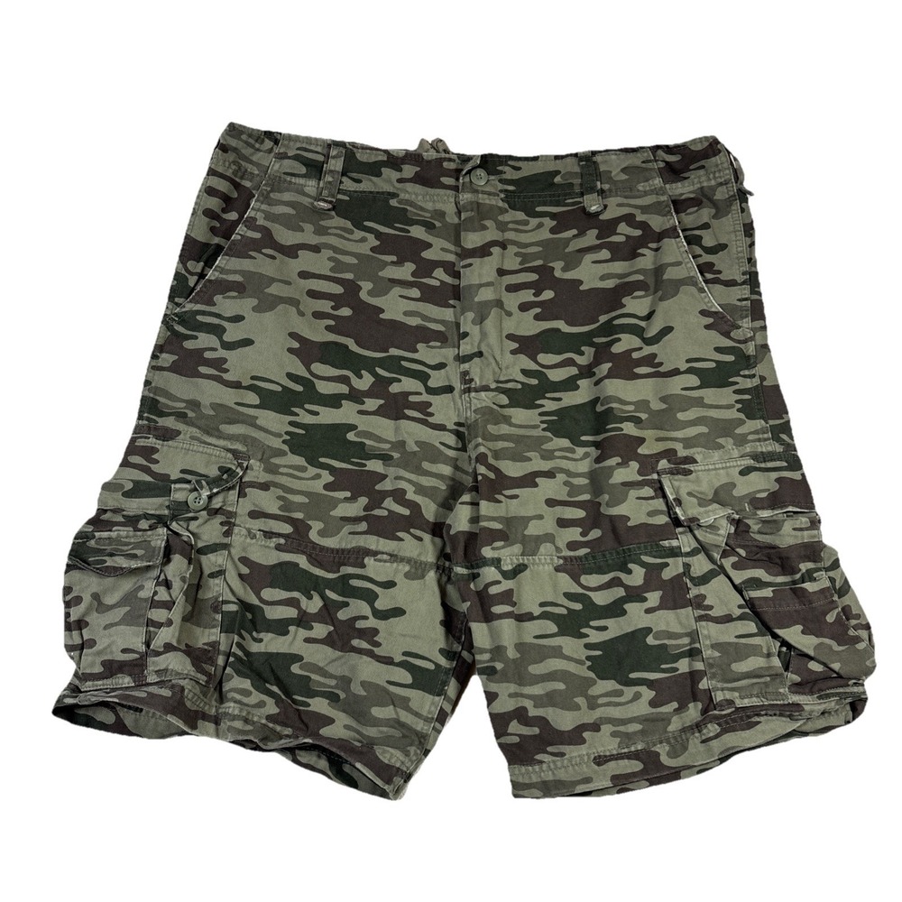 Steve & Barry's Men's‎ Cargo Shorts 40 Camo Green Zip Pockets Vintage Y2K
